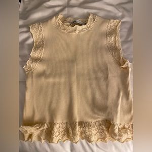 Zara Cream Lace Halter Top Tank
